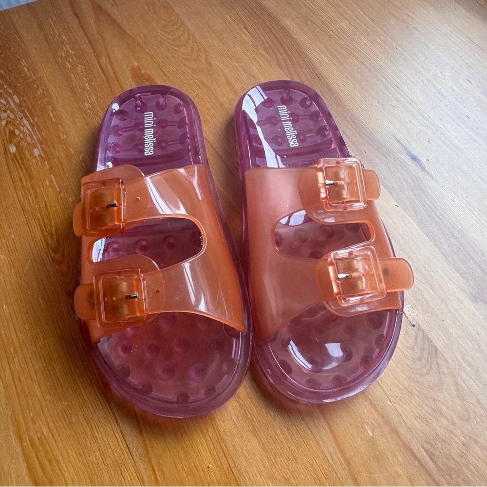 Mini Melissa pink plastic jelly slide sandals size2